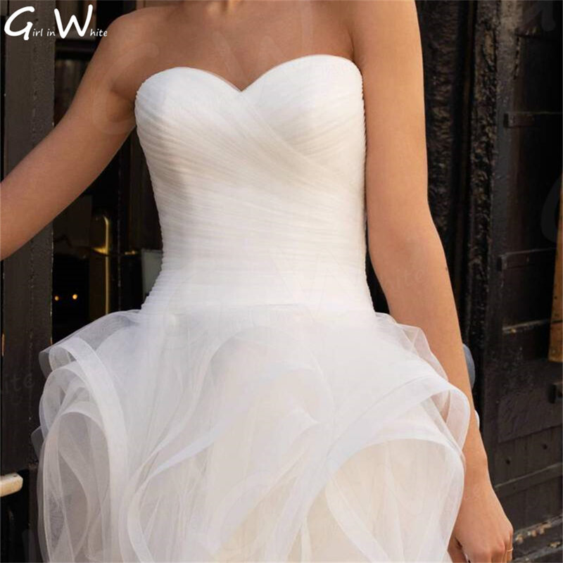 Женское свадебное платье с оборками It's yiiya, белое короткое платье невесты выше колена с открытой спиной на лето 2019