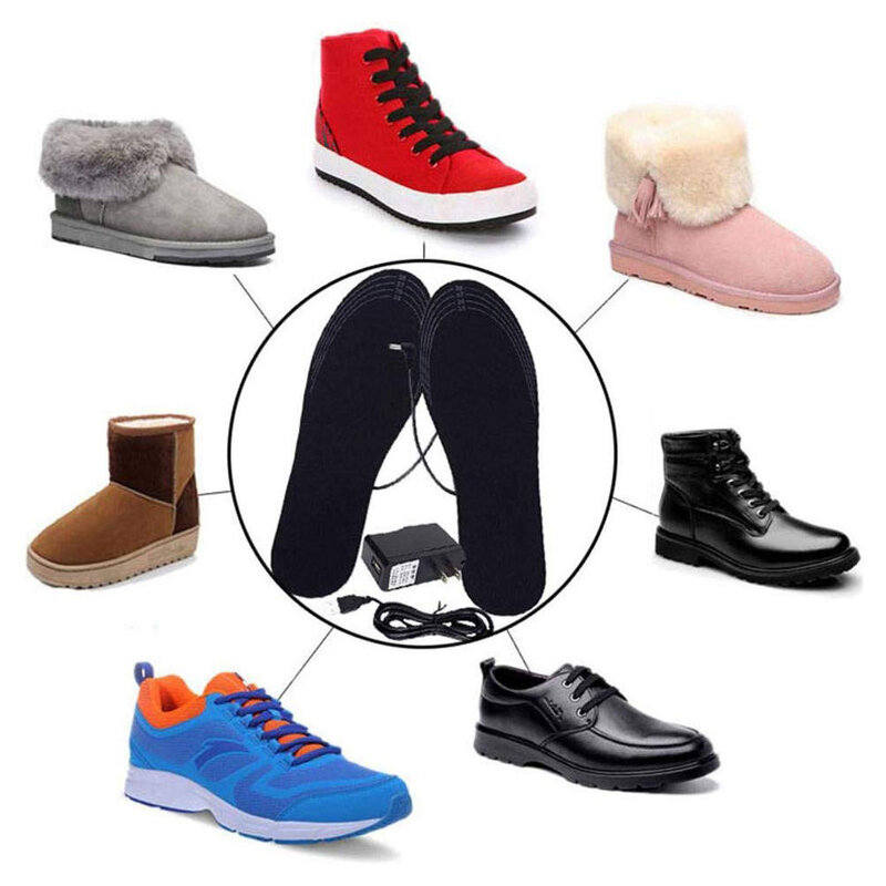 Стельки для обуви с подогревом от USB, зимние электрические подогревающие стельки для ног, уличные спортивные моющиеся термостельки, подогре...