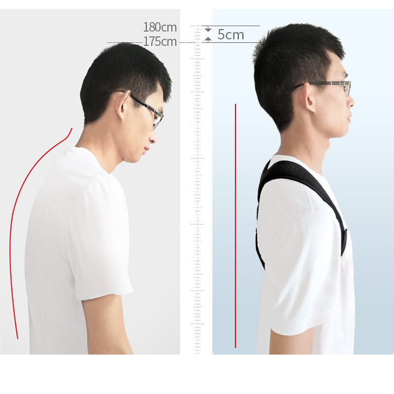 Soporte con Corrector de postura de espalda ajustable, soporte para corrección de postura de hombros, columna vertebral y clavícula
