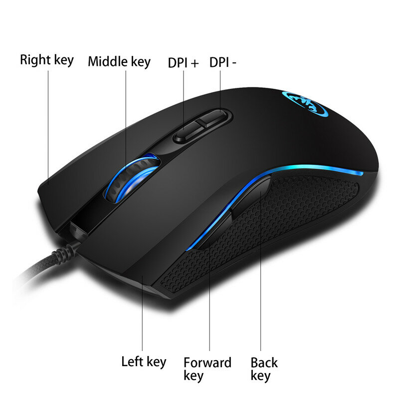 Mouse Gaming Profesional Optik Kualitas Tinggi Mouse Gamer Berkabel 3200DPI RGB LED Backlit untuk LOL CS Komputer Laptop PC