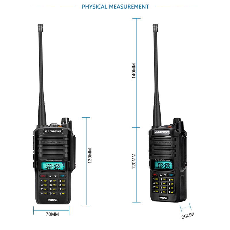 Baofeng-walkie-talkie UV-9R plus, radio cb de alta calidad, 10W, 25km, resistente al agua, 2 piezas