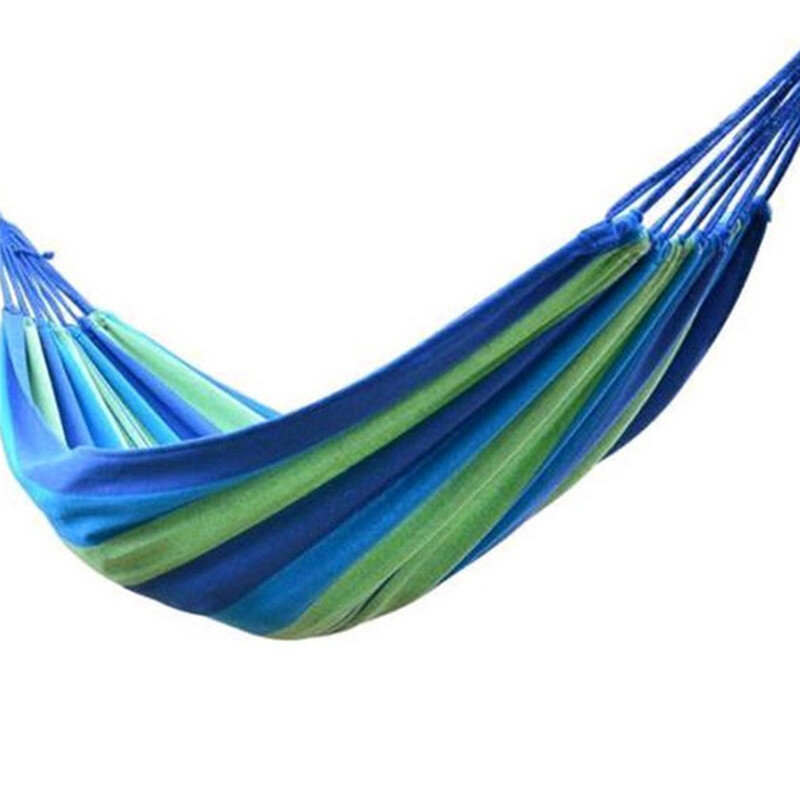 250*80Mm 2 Personen Gestreepte Hangmat Outdoor Leisure Bed Verdikte Canvas Opknoping Bed Slapen Swing Hangmat Voor Camping jacht