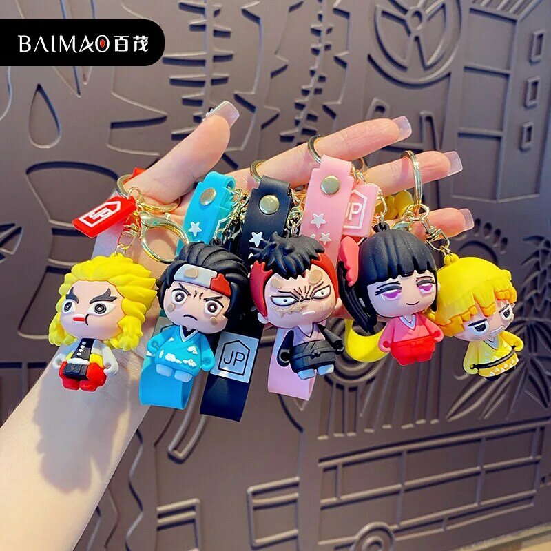 Japan Anime Demon Slayer Key Chain Cartoon Cute Pendant Cosplay Badge Kamado Tanjirou