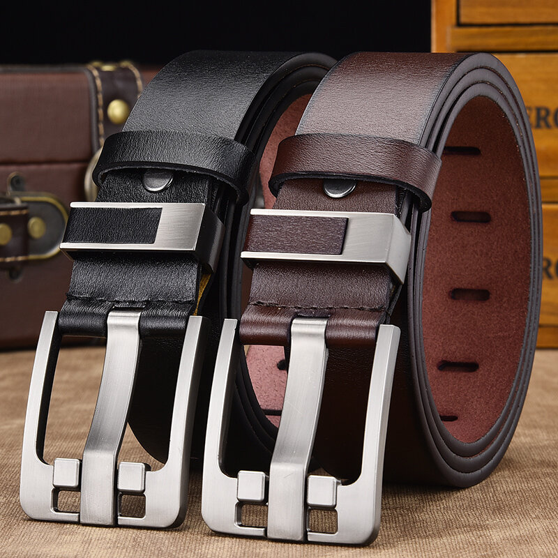 DWTS – ceinture en cuir véritable pour hommes, de haute qualité, boucle ardillon de luxe, Vintage, pour Jeans, livraison gratuite
