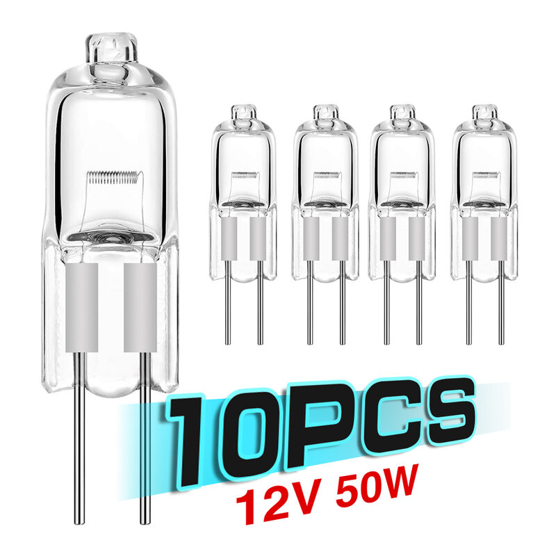 10Pcs 12V หลอดไฟ5W/10W/20W/35W/50W g4แทรกลูกปัดคริสตัลโคมไฟฮาโลเจนหลอดไฟภายในหลอดไฟ Globe Lot JC LED