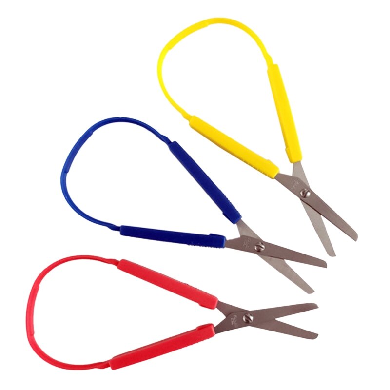 6pcs Colorful Loop Scissors for Kids Easy Grip Self-Opening Scissor Safety Cut 