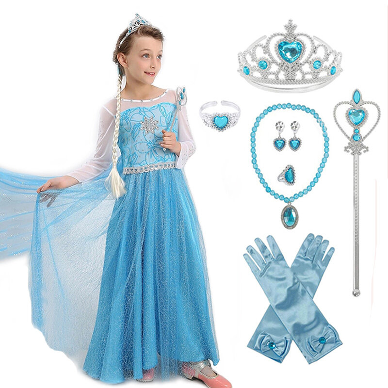 Kids Cosplay Princess Girl Dress Frozen 2 Anna Elsa 2 Carnival Costume Girls Dress Children Party Clothing Kids Fancy Vestidos