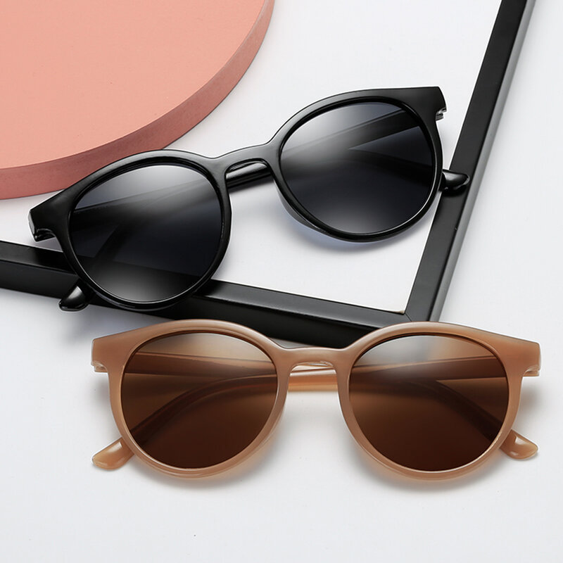 Gafas De Sol redondas Retro Para mujer y hombre, lentes De marca De lujo, pequeñas, color Beige y marrón, UV400
