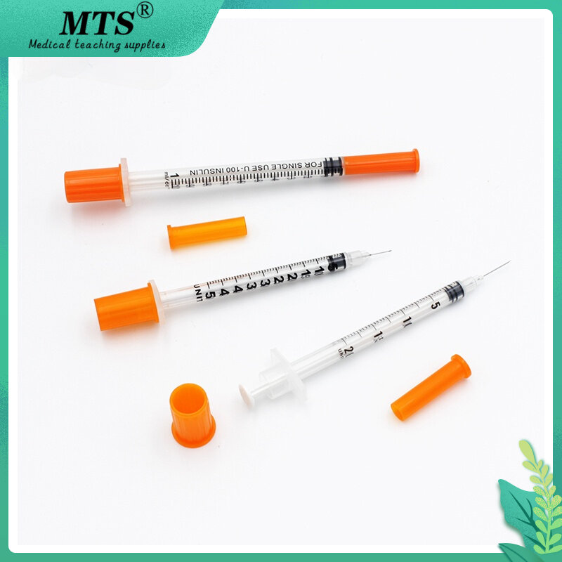 1ml jednorazowe plastikowe dozownik cieczy igła strzykawki wtrysku dla strzykawka insulinowa 20 sztuk/50 sztuk/100 sztuk