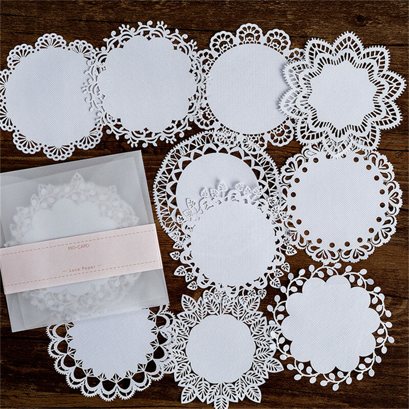 InLoveArts 10PCS Hollow Out Lace Paper Butterfly Flower-Window Lace Retro Decorative Sticker DIY Scrapbooking Label Diary Album