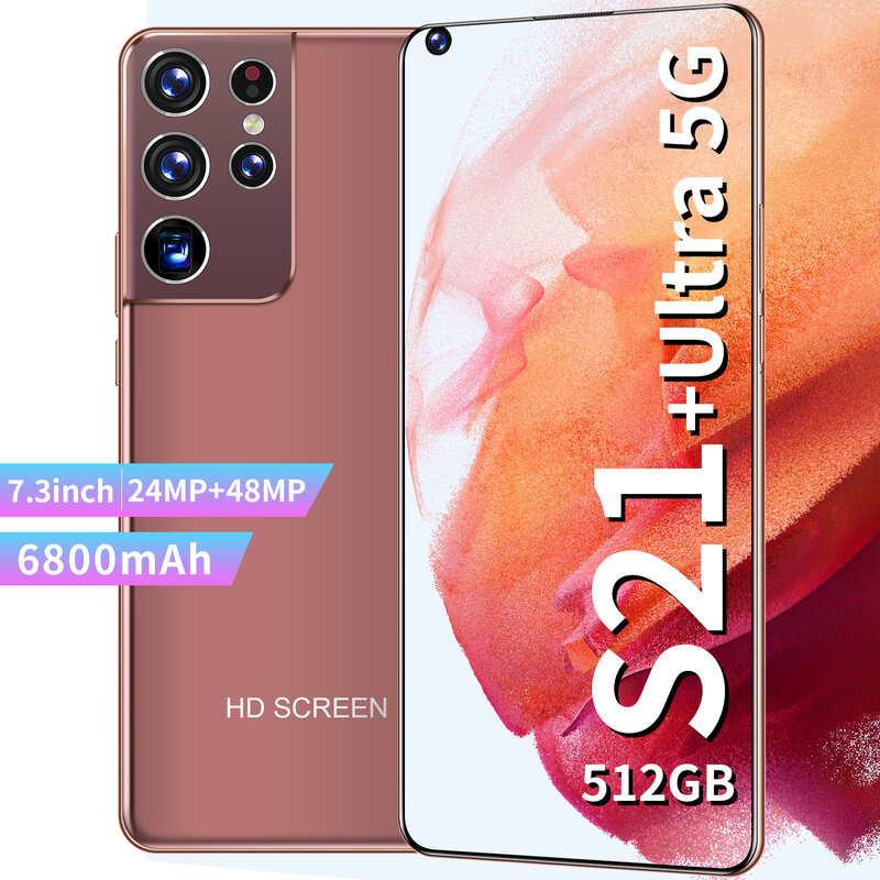 Smartphone S21 Ultra réseau 5G, 256 go/512 go, déverrouillage par empreinte digitale, android 10, 7.3 pouces, reconnaissance faciale, 1440x3220, offre spéciale