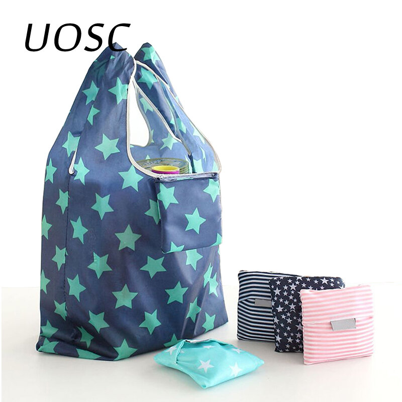 UOSC-حقيبة تسوق نسائية خضراء قابلة للطي ، حقيبة حمل ، حقيبة قابلة لإعادة الاستخدام ، حقائب تخزين مريحة ذات سعة كبيرة