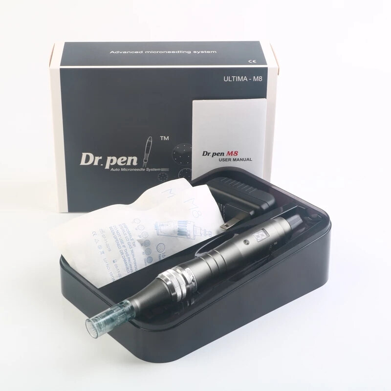 Dr Stift Ultima M8 Mit 2 stücke Patronen Drahtlose Derma Hautpflege Mikronadel Kit Heimgebrauch Schönheit Maschine