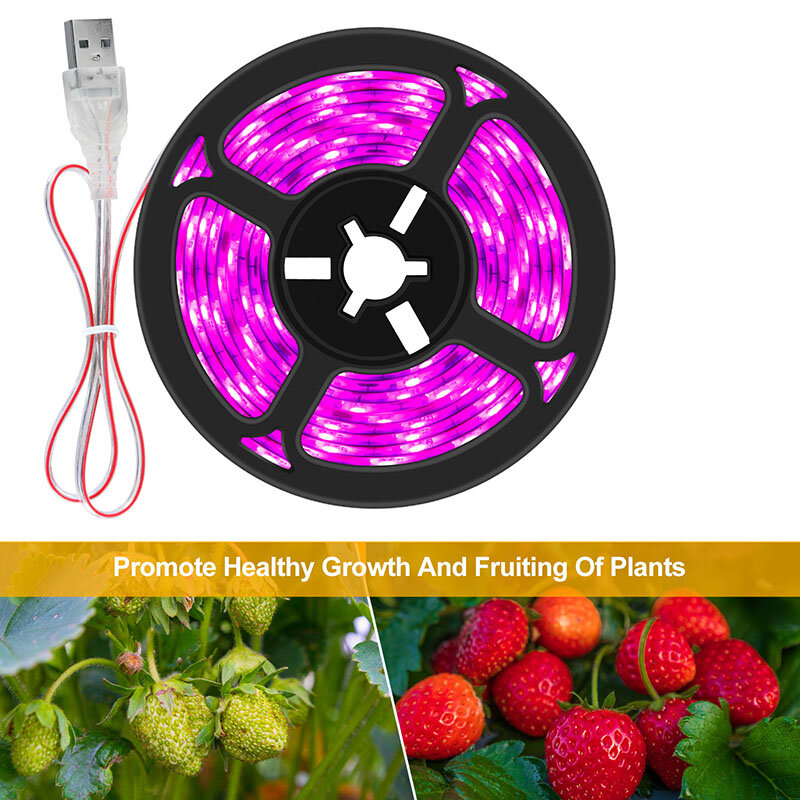 Bande lumineuse LED de croissance hydroponique, USB 5V, 0.5m/1m/2m/3m, 2835 SMD, éclairage à spectre complet pour culture de plantes et fleurs