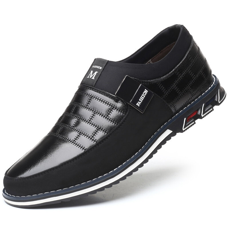 Sapatos casuais masculinos de tamanho grande, calçados casuais respiráveis para negócios, preto, azul