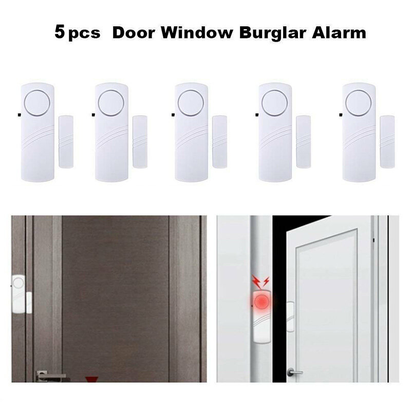 5pcs Wireless Burglar Security Alarm System Practical Magnetic Sensor Home Window Door Entry Mc Alarm Device Easy To Install