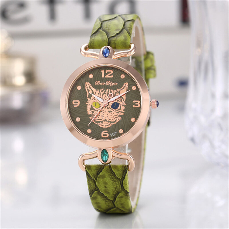 Twórczy diament leopard Design kobiety zegarki kwarcowe moda zegarki damskie cechy kobieta zegarek ze skórzanym paskiem Relogio Feminino
