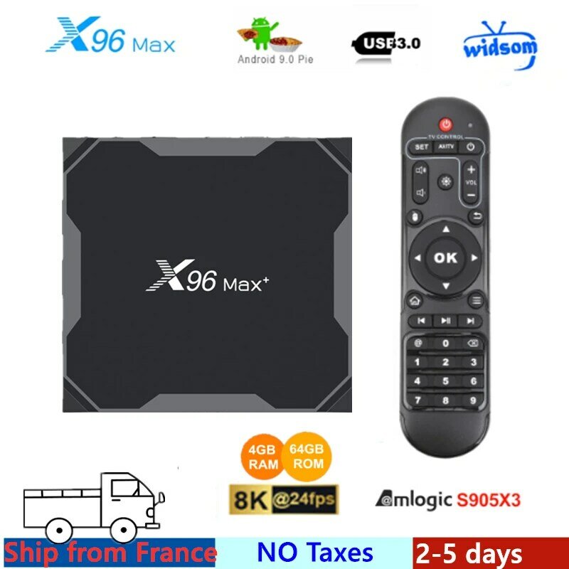 X96 맥스 플러스 안드로이드 9.0 TV 박스 8K 4 기가 바이트/64 기가 바이트 Amlogic S905X3 H.265 4K 2.4G 5G 와이파이 IPTV 미디어 플레이어 스마트 IP TV 셋톱 박스