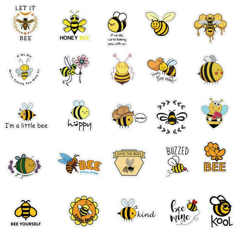 10/30/50Pcs Motivatie Bee Cartoon Doodle Kinderen Speelgoed Gepersonaliseerde Bagage Laptop Waterdichte Sticker Groothandel