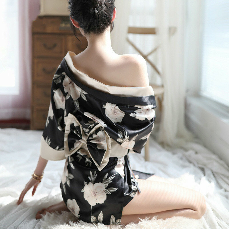 Kimono japonais traditionnel, jupe Sexy, Lingerie Cardigan, pour femmes, tentation en V profond, été