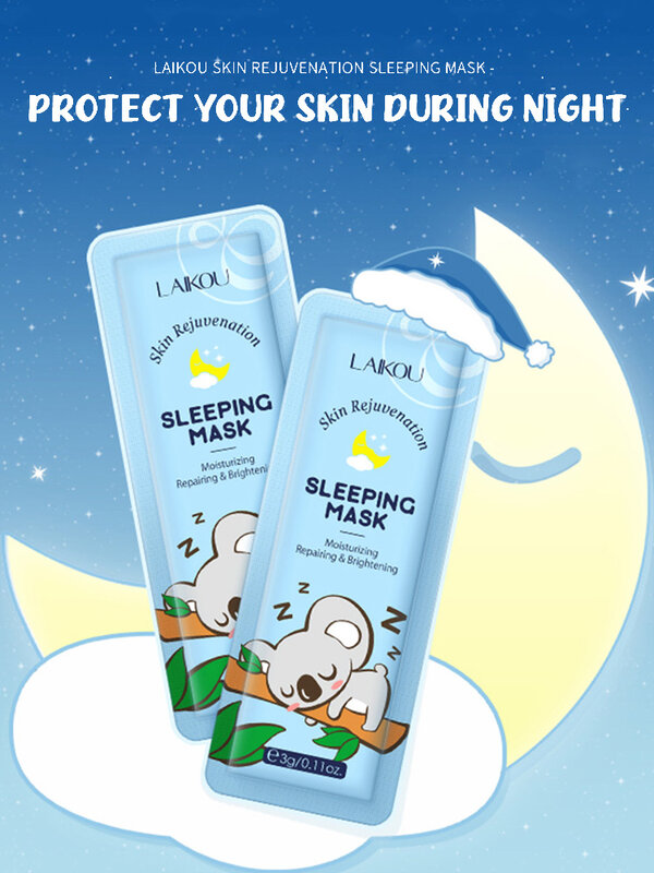 Dormir máscara hidratante nutritivo la textura de la piel transparente mascarilla durante la noche calmante y brillo de cuidado de la piel limpieza máscara