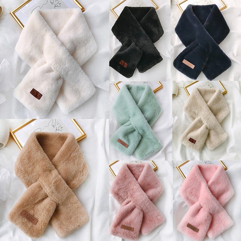 Bufanda de lujo de piel sintética para niñas y adultos, chal cálido de felpa suave a la moda, para uso en exteriores, para invierno
