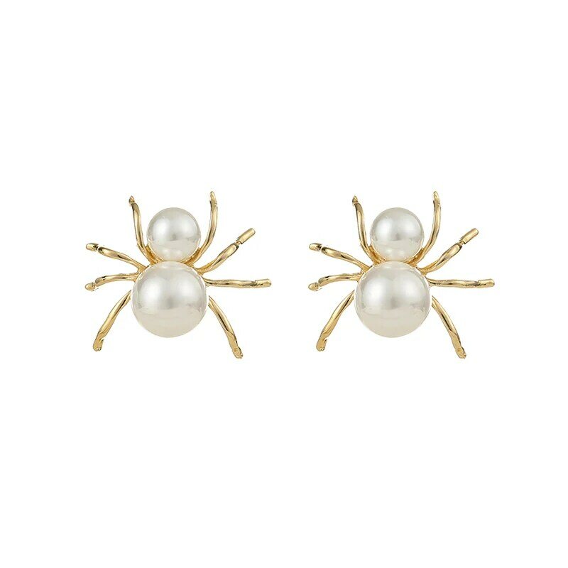 Pendientes de tuerca de perlas de araña de alta calidad, aretes de diseño con personalidad de alta calidad, elegante, en línea, 2019