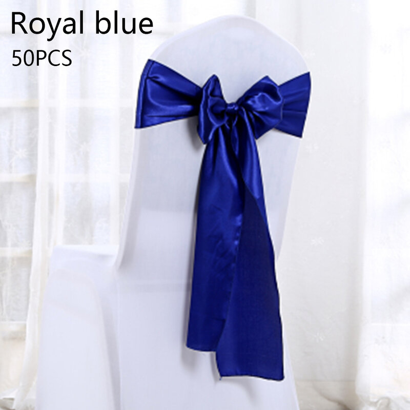 50 штук свадебного стула с эластичным атласным галстуком-бабочкой, лента для украшения свадебной вечеринки, дня рождения (без чехла для стула)