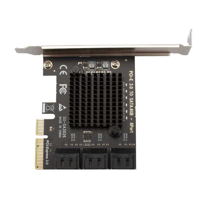 Adaptateur PCIe 6 Ports SATA 3.0 vers PCI Express x4, carte d'extension SATA III vers PCI-E 3.0 X4 pour disque dur ASMedia ASM1166