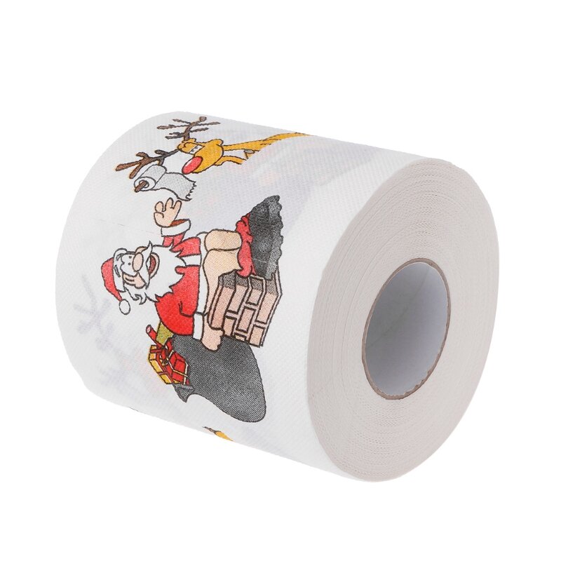 Двухслойная прочная печатная бумага, Рождественская туалетная бумага с Санта Клаусом, оленем, туалетная бумага, салфетка для гостиной, туал...