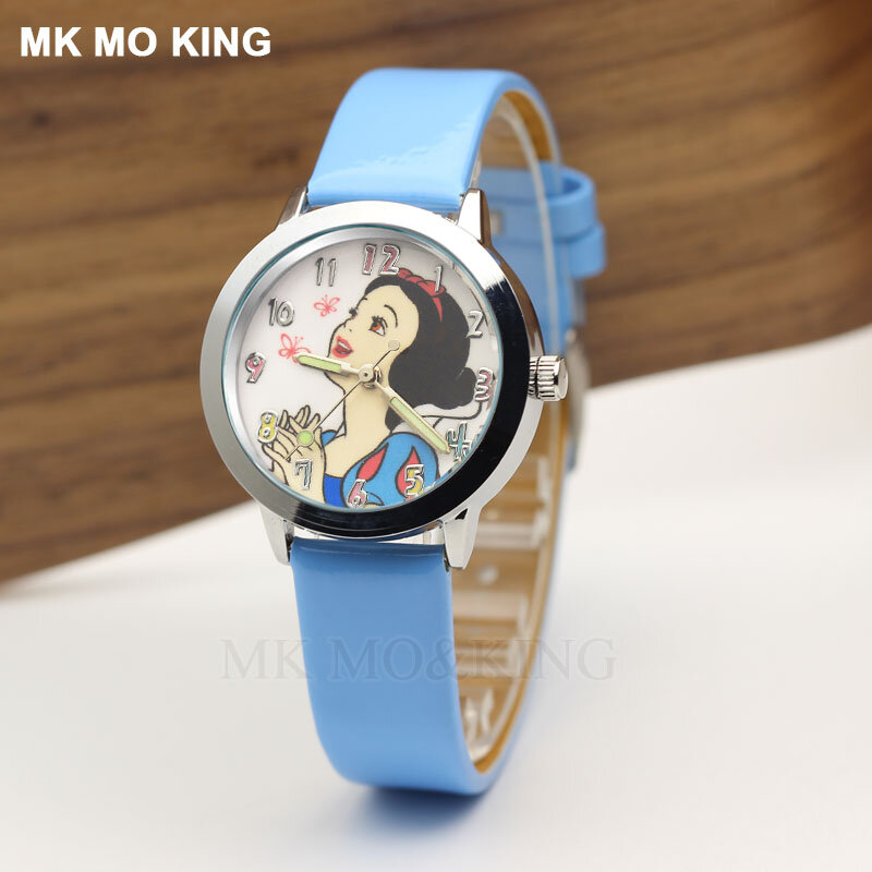 Luxus Marke Weiß Schnee Schöne Cartoon Schöne Prinzessin Jungen Mädchen KidsWatch Quarz Armbanduhr Uhr Armband Weihnachten Geschenk