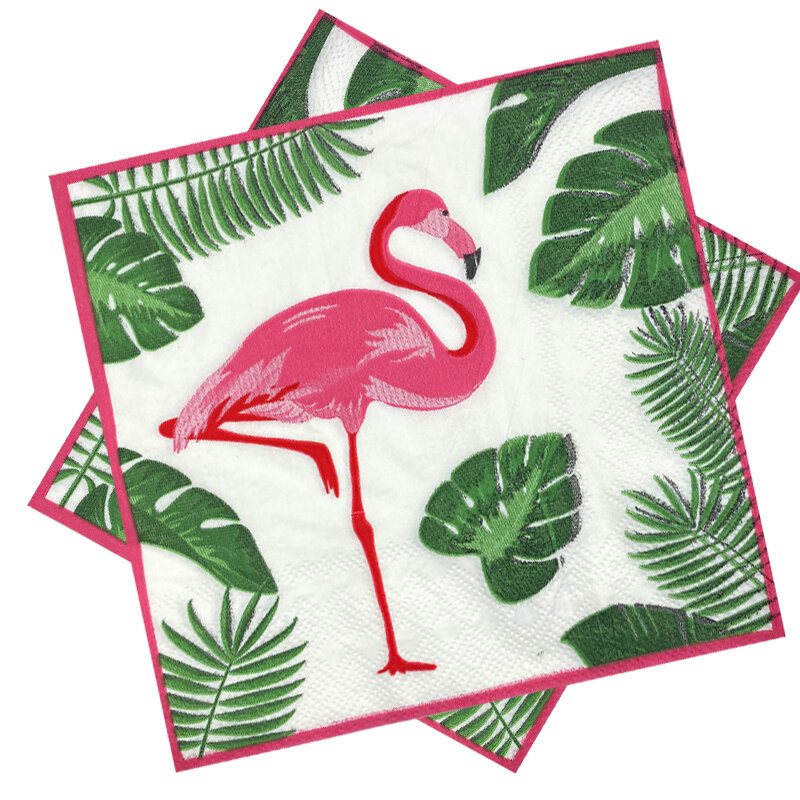 Omilut-servilletas desechables con diseño de hojas de palma y flamenco, suministros de decoración para fiestas, con temática de piña de verano, para cumpleaños