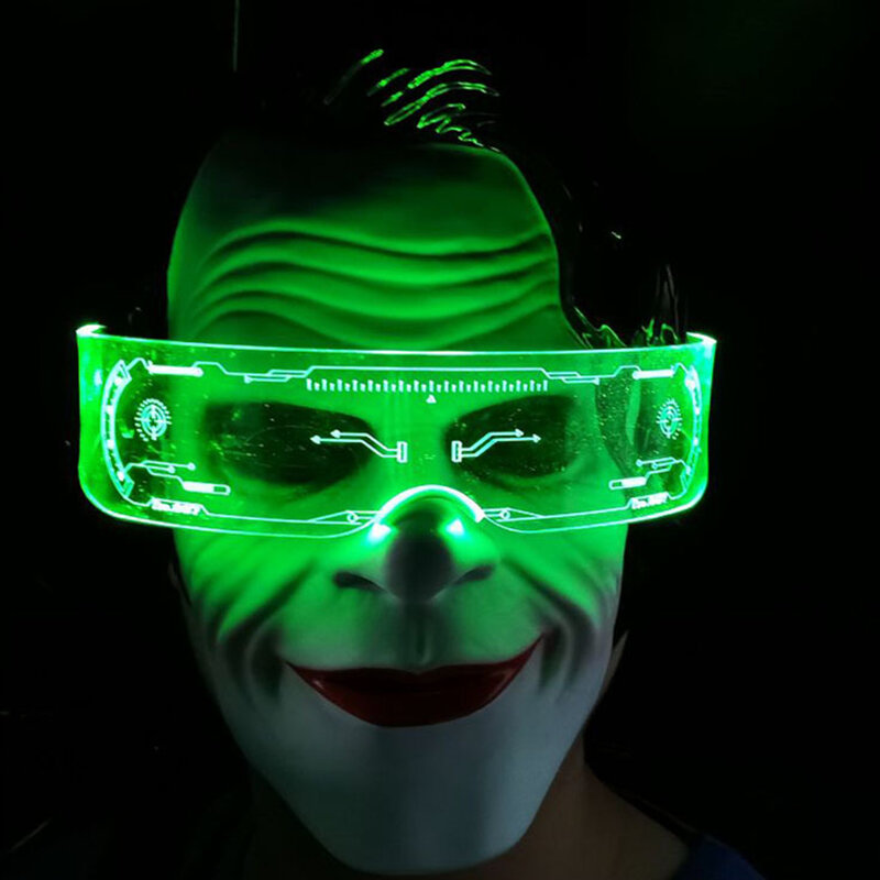 New LED Glowing Eyes Sci-Fi Bar Uminous Glasses Fashion Electronic Visor Glasses For Halloween Festival Performance