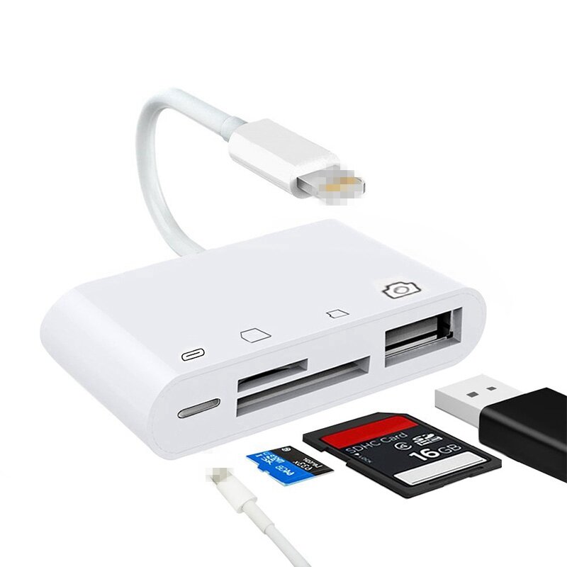 4 in 1 Card Reader Adapter  to SD TF USB Charge port for iPhone Type C OTG Android Photo Transfer to Phone Memory Cardreader