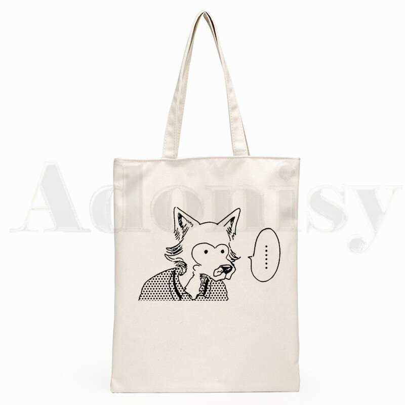Bolsa de mano con estampado de dibujos animados para niñas, bolso de compras con estampado de dibujos animados japoneses, Manga Beastars, conejo, Lobo, informal, a la moda