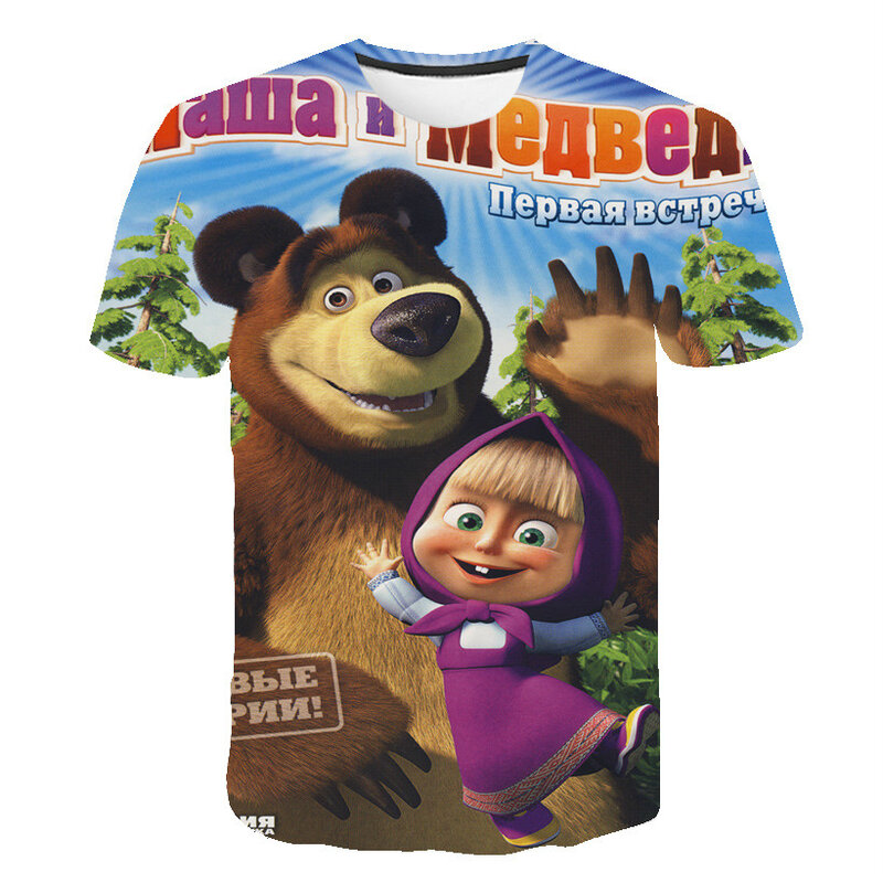 女の子と男の子のための夏のTシャツ,漫画のプリント,子供のためのファッショナブルな半袖服