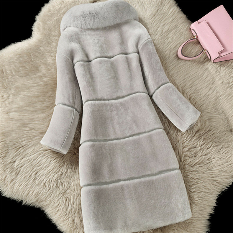 Chaquetas de piel de imitación gruesa para mujer, abrigos de invierno con cuello de piel de zorro falsa de manga larga, nueva, K1424