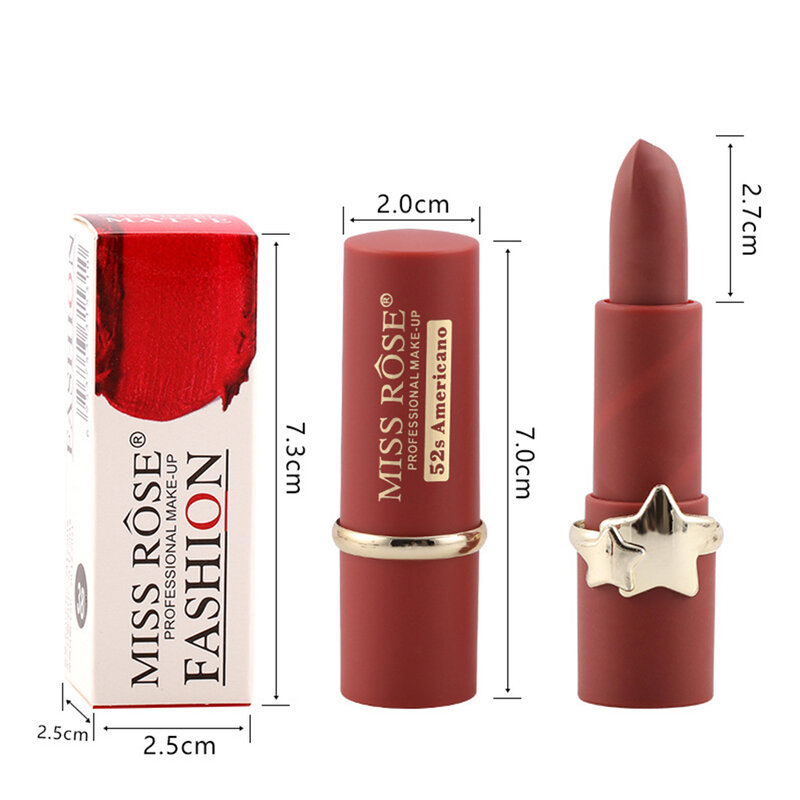 MISS ROSE-pintalabios de terciopelo mate, brillo labial ligero, maquillaje de labios duradero, tinte labial resistente al agua, 12 colores
