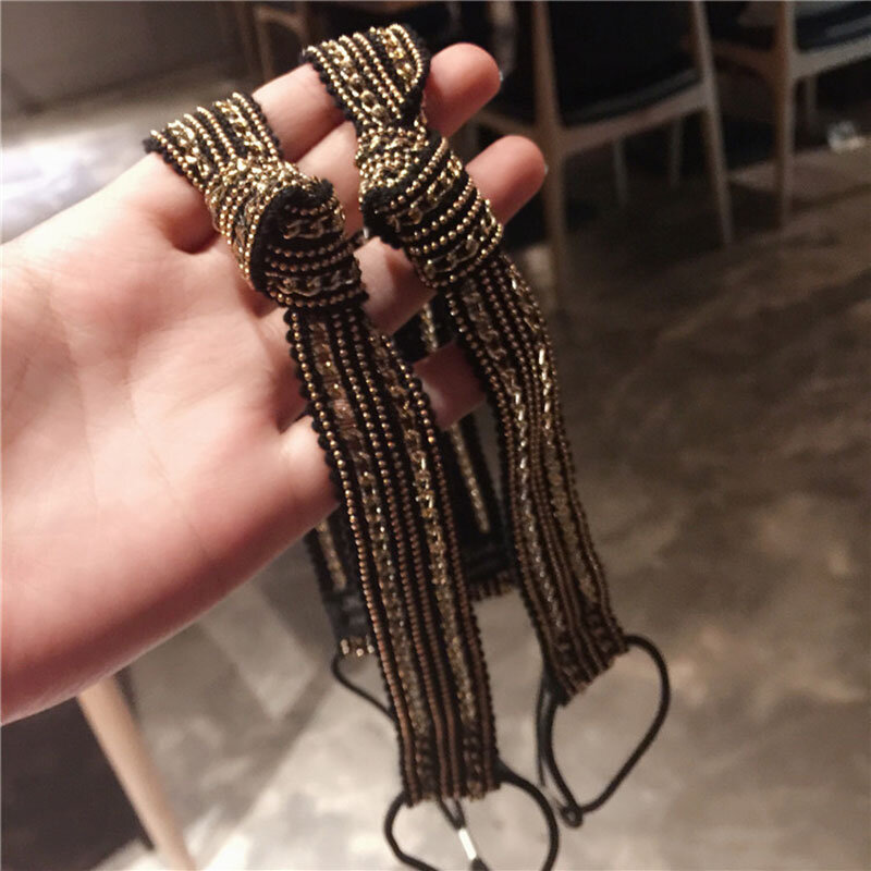 Etnische Metalen Kralen Parel Handgemaakte Elastische Hoofdband Maat Kralen Haarband Voor Vrouwen En Meisjes Haar Accessoires
