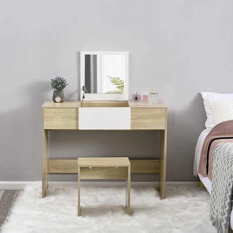 Presell Panana Modern Dressing Table MakeUp Table Furniture With Lift Up Mirror Saving Space Bedroom Dressers Furniture