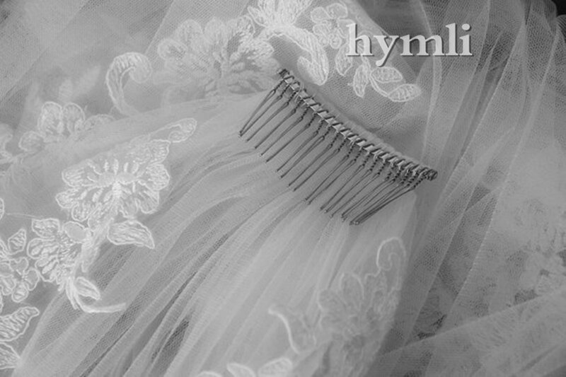 1 Layer 95 Cm Wedding Veils Vingertop Lengte Bridal Veil Bridal Accessoires Metalen Sluier