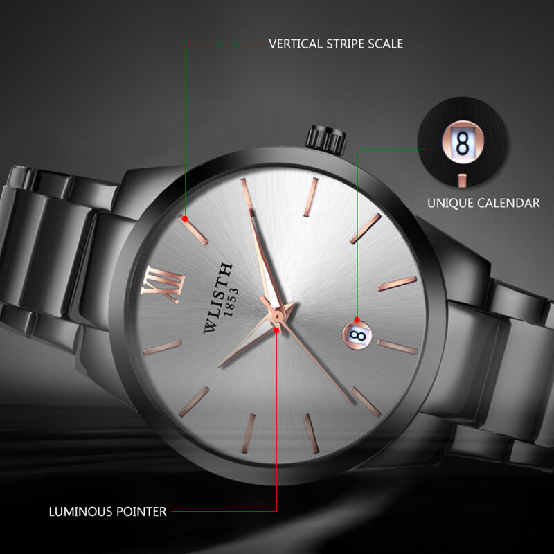 Relógio de pulso masculino, relógio de quartzo de marca simples à prova d'água de aço casual de alta qualidade para homens 2020
