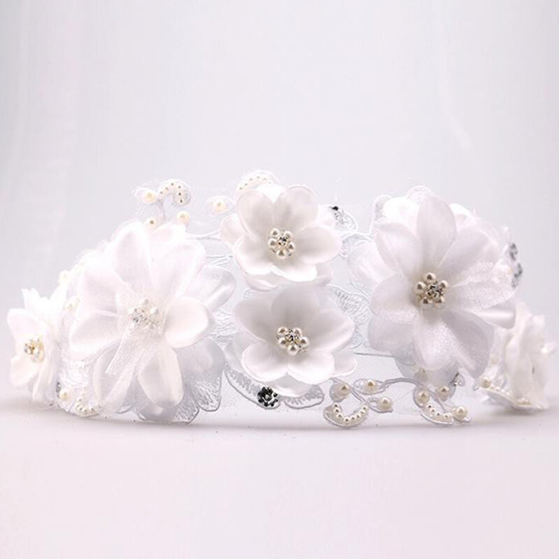 Bandeau de mariée en dentelle, fausses perles, fleurs 3D incrustées, diadème, décoration de fête, DIY, décorations