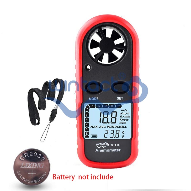 Anemometer Handheld Wind Speed Meter Gauge, Digital Air Temperature Anemometer HVAC Velometer Wind Velocity Meter Thermometer
