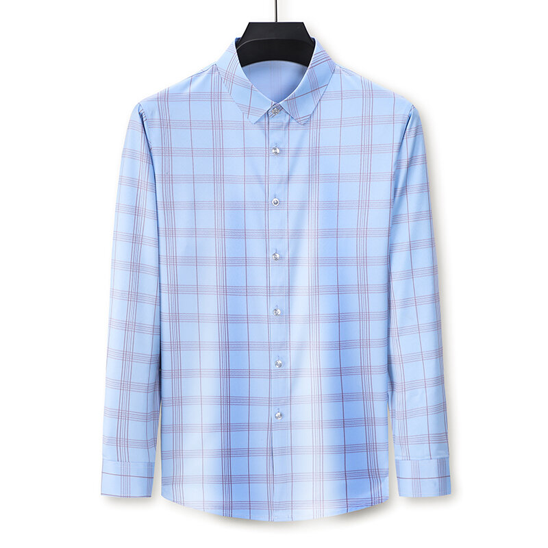 UCAK-Camisa de manga larga para hombre, ropa informal a cuadros con cuello vuelto, para primavera y otoño, U6162