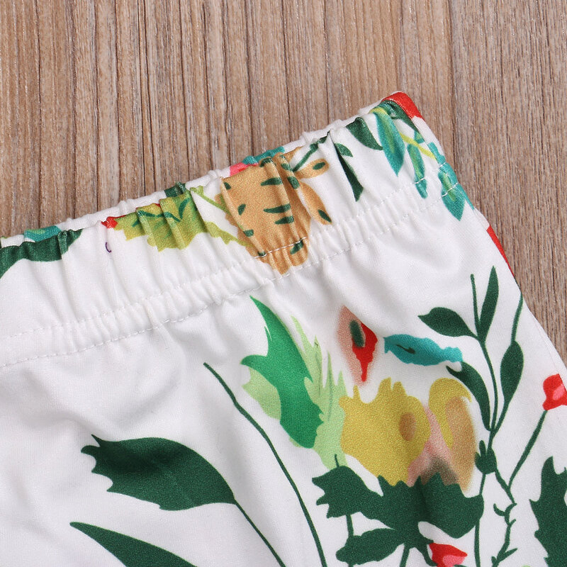 Pantalones cortos elásticos con estampado Floral para niñas pequeñas, bombachos de algodón con volantes para bebés recién nacidos, diadema con lazo de 0 a 24 meses, verano 2020