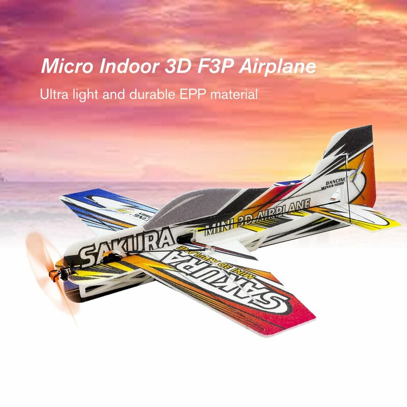 Rc epp micro interior avião 3d f3p sakura controlado por rádio avião elétrico 420mm wingspan não montado precisa construir avião