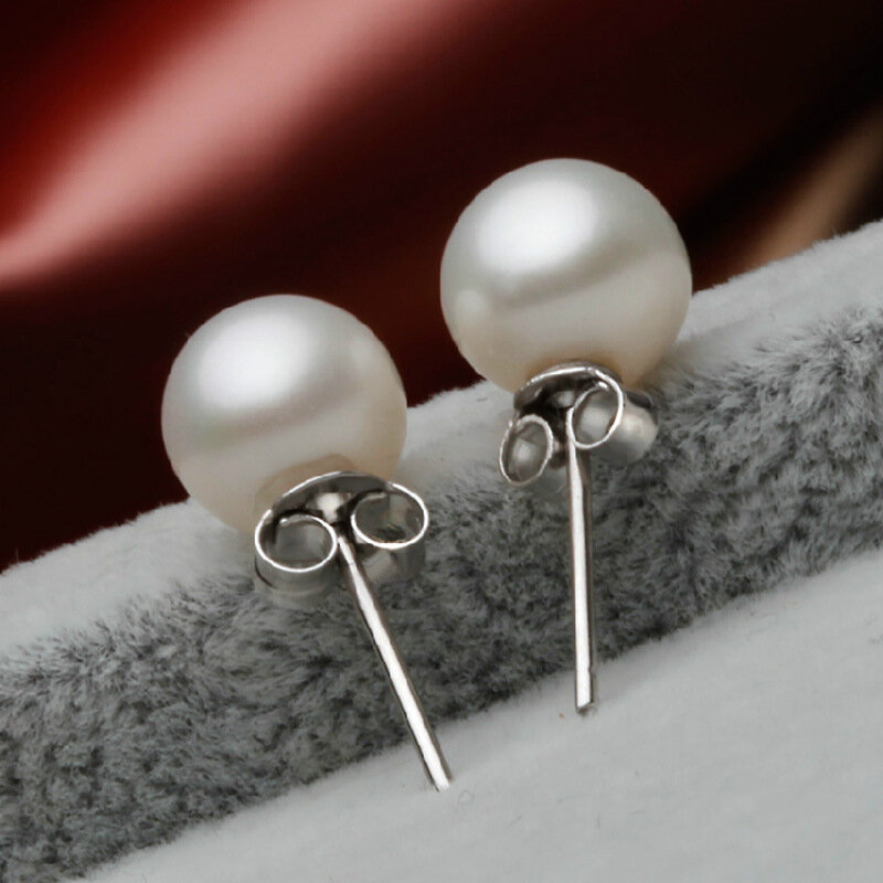 Anillo sencillo S 9 2 5 para mujer, joyería geométrica de perlas redondas exquisitas, regalo de compromiso de boda, pendiente de tuerca para oreja, 2020
