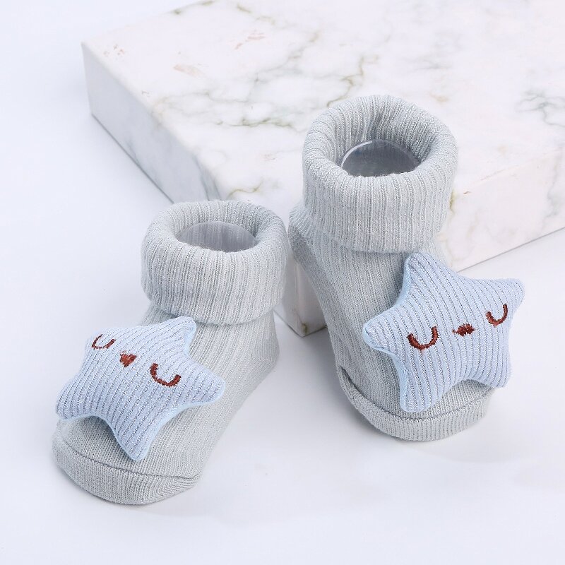 Милые Нескользящие теплые носки Weixinbuy для новорожденных девочек и мальчиков, Детские хлопковые носки средней длины, вязаные носки 0-12 месяце...