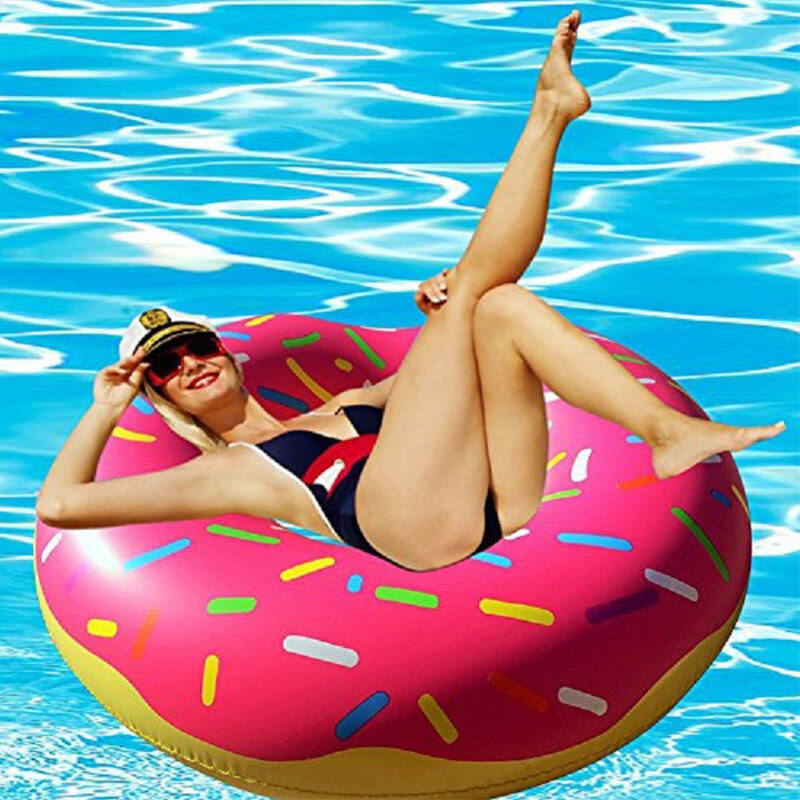 Inflatable ว่ายน้ำแหวน Donut Pool Float สำหรับเด็กผู้ใหญ่ว่ายน้ำที่นอนวงกลมยางแหวนว่ายน้ำสระว่ายน้ำของเล่...